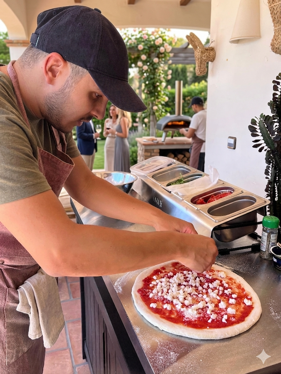 On-site Neapolitan pizza preparation — NapoliForno Benissa